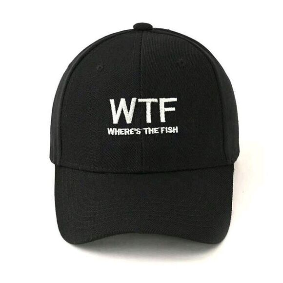 Black Funny Embroidered Baseball Cap Hat Fishing - Picture 1 of 8
